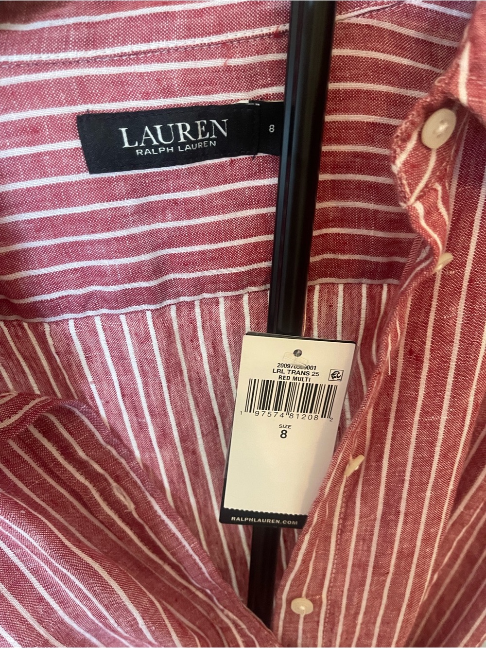Ralph Lauren Red and White Striped Shirt Dress Linen - Picture 5 of 8